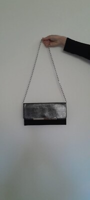 MENBUR 2 in 1 Black and Silver Purse w/ Chain link (Button Closing) - Womens 