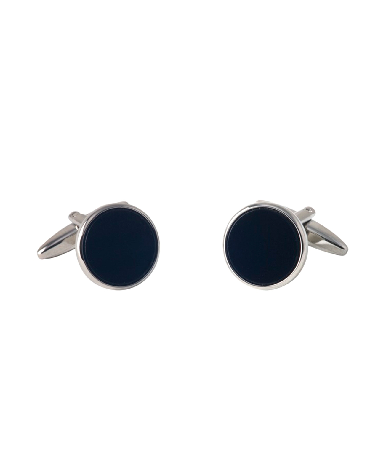 Savile Row Company Rhodium Plated Black Semi-Precious Stone Shirt Cufflinks