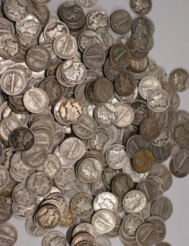 Mercury Dimes 1916-1945 , 90% Silver Coin Lot , Circulated, Choose How Many - Picture 1 of 1