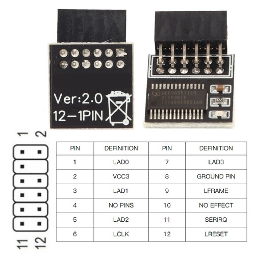 TPM 2.0Module LPC Interface Stable High Safety Durable Material 12Pin LPC Module - Afbeelding 6 van 12
