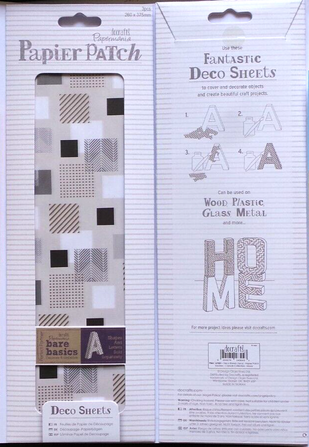 Papermania Docrafts Bare Basics Deco Paper Sheets Papier Patch Mono Black &White
