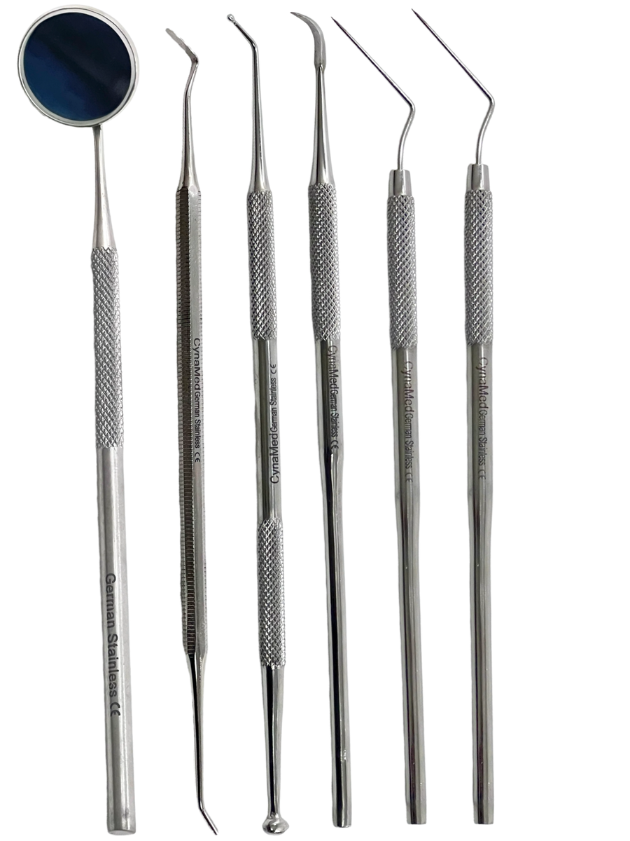 Pulizia Denti Tartaro Set Strumenti Dentali In Acciaio Inox - 6 Pezzi Con Scaler, Picchetti E Specchi Per Ispezione Strumenti Dentali TEDESCO - Foto 4