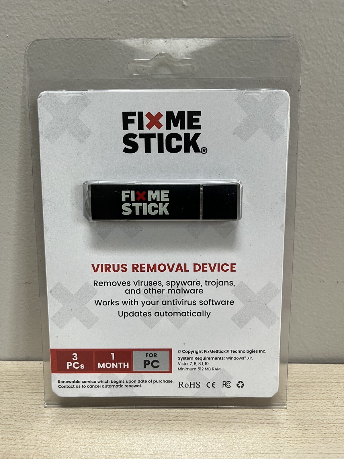 FIX ME STICK VIRUS REMOVAL DEVICE SOFTWARE WINDOWS 3 pcs 1 Month SEALED