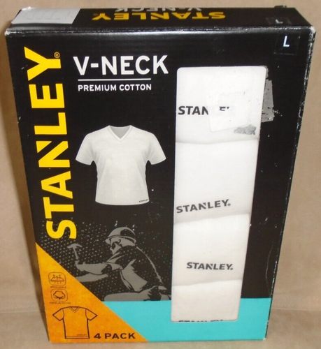 NEW MEN'S "STANLEY 100% COTTON V NECK T SHIRTS 4 PACK UNDERSHIRT T SHIRTS TEES" - Picture 7 of 10