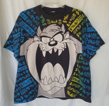 VTG 90s..TASMANIAN DEVIL..TAZ 1993..LOONEY TUNES..ALL OVER PRINT..T-SHIRT.MEN XL