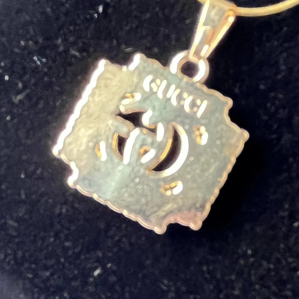 Gucci GG Negro Estrás Dorado Dije 14k 925 Primrose Cadena NUEVO Hecho en ITALIA Foto 3 de 4