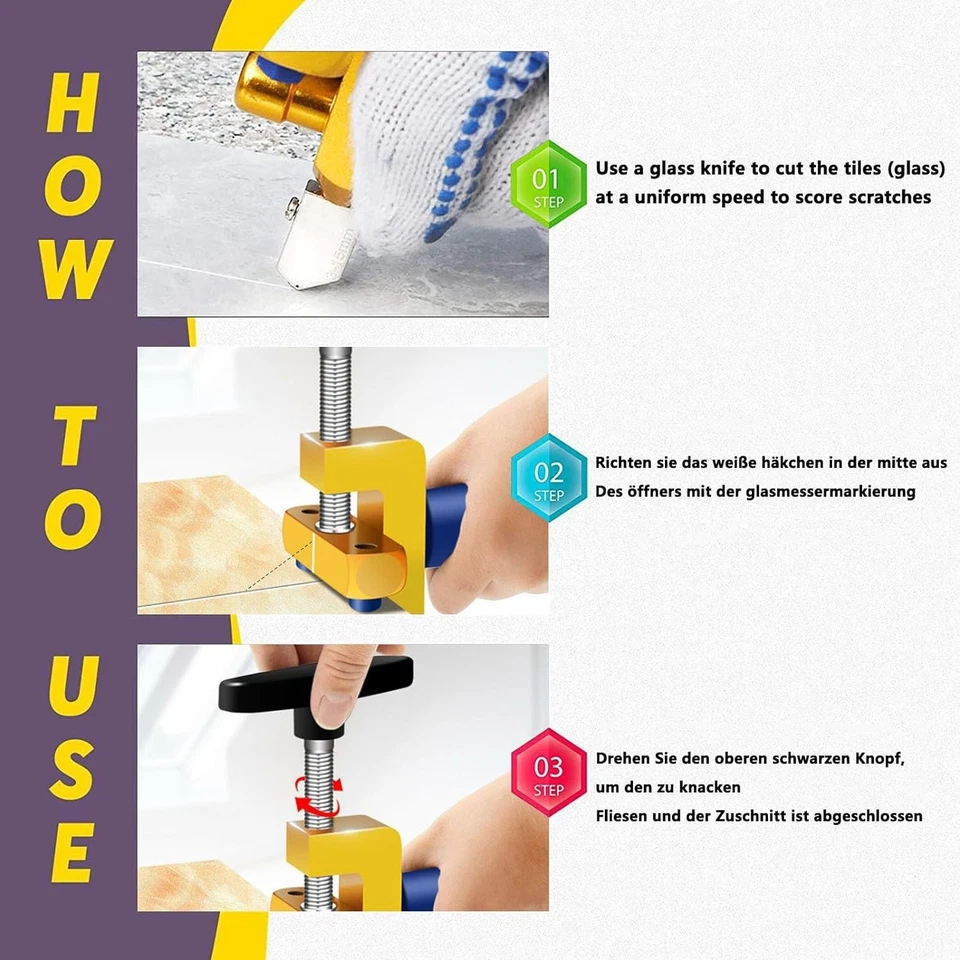 Profi Fliesenschneider Glasschneider Handfliesenschneider Keramik 3-15mm Tragbar - Bild 4 von 4