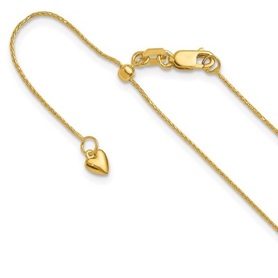 14K Gelbgold verstellbar 0,8 mm Diamantschliff Weizen Kette Halskette 22'' 2,16 gm
