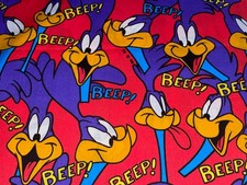 By 1/2 Yd Vintage WB Looney Tunes Roadrunner Cotton Fabric 1994 BTHY Warner Bros
