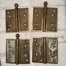 ANCIENNE CHARNIÈRE DE PORTE VICTORIENNE ORIGINALE XIXème BRONZE / LAITON 4 X 4"