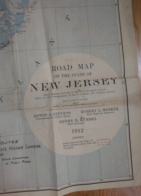 1912 Road Map Of The State Of New Jersey Showing The Blue Line Routes
