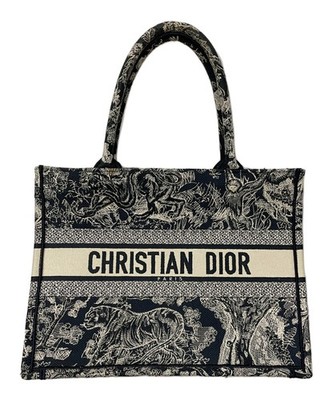 Christian Dior Book Tote Bag Canvas Color Navy Size Width 13.8 inches Women 99