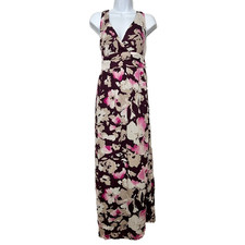 Old Navy Dress Maxi Dark Purple Floral Babydoll Empire Flowy Tropical Resort 10