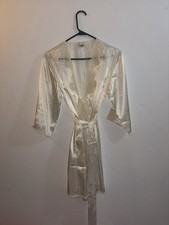 VTG Cream Jones New York Short Nightgown Robe Small Vintage Satin Bridal Lace