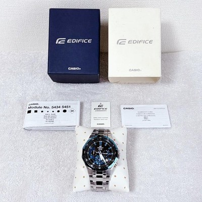 CASIO EDIFICE EFR-554 Blue Silver Black Watch From Japan