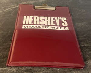 Vintage Covered Clipboard Vinyl Document Pen/Pencil Holder 13”x9” Hersey's