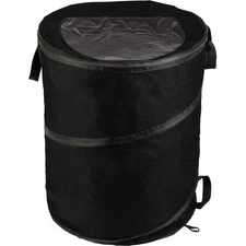 Collapsible Trash Can 46gal Garbage Can Outdoor Bin with 3 Stakes (Black)