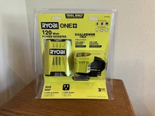 NEW RYOBI ONE+ 18V 120-Watt 120V 12V Automotive Power Inverter Dual USB Ports