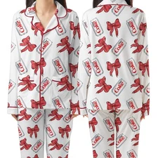 Diet Coke Drink Coquette Bow Pajamas Set For Women, Pajamas Set, Drink Pajamas,