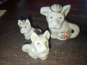 1940's Vintage Miniature Scottie Terrier Dog Teapot Creamer Sugar Set 