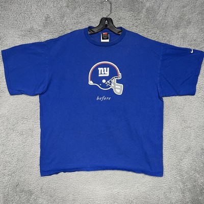 VTG Nike Team New York Giants T Shirt Men Sz XL Blue Helmet Before After 2-Side