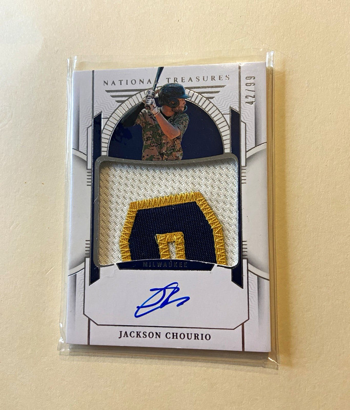 Panini 2024 National Treasures Jackson Chourio RC Auto MEM /99 #PMS-JC Brewers