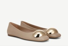 FRANCO SARTO Ballet Flats in Oat Beige Leather with Gold Accent