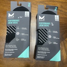 2 Mission Performance Crew Socks 2 Pairs - Large Men's 8-12 Women's 10-13