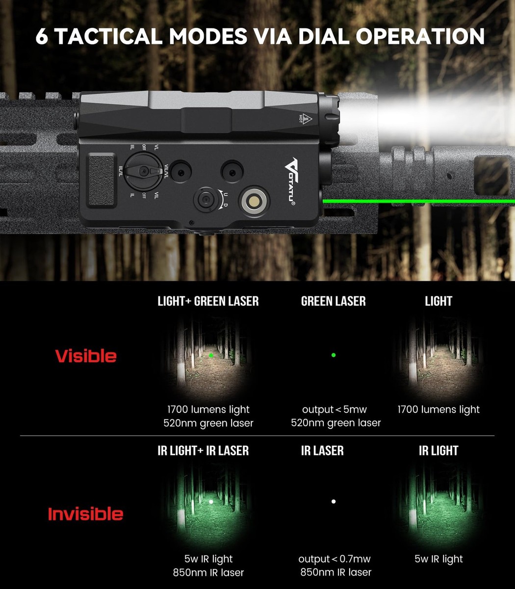Laser Light Combo Green IR 1700LM Flashlight Illuminator VOTATU