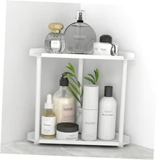  Corner Bathroom Counter Organizer, Bathroom 2 Tier Corner-White White