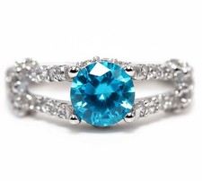 1CT Aquamarine  White Topaz 925 Solid Sterling Silver Ring Jewelry Sz 9