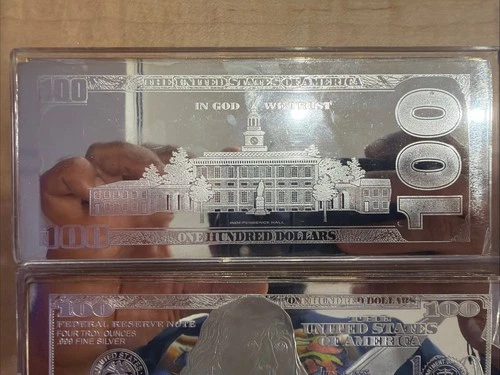 4 OZ .999 SILVER PROOF BAR BEN BENJAMIN FRANKLIN $100 SILVER BAR W/COA