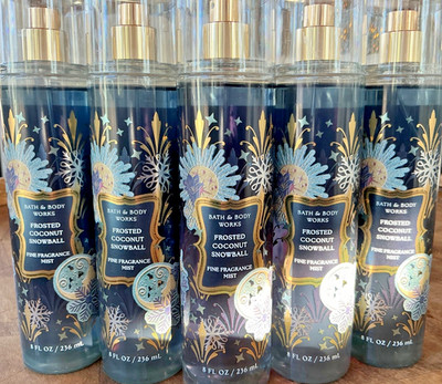 5 (FIVE) FROSTED COCONUT SNOWBALL 8oz Fine Fragrance MIST Bath and & Body Works