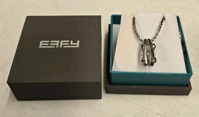 Effy BH 18k 925 Sterling Silver Multi Color Gemstone Pendant On 18'' Chain W/ Box