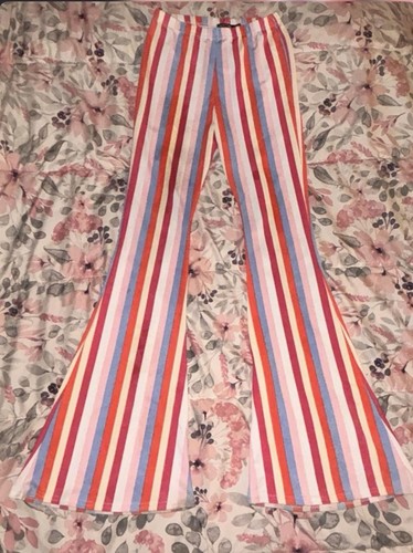Nasty Gal Women's Multicolor Striped Flared Pants Regular Size US 4