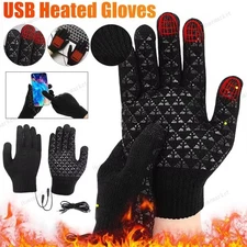 Heated Gloves Electric Rechargeable Battery Hand Warm Windproof Thermal Winter