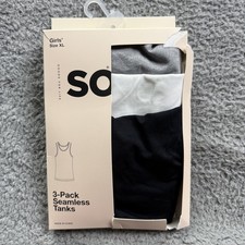 SO Seamless Tanks Girls Size XL 3 Pack Black White Gray Stretch Undershirt Nylon