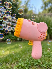 Automatic Bubble Gun Kids Pink Blaster Multi-Nozzle Bubble Blower Party Toy