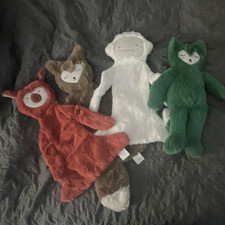 Slumberkins Plush Lovey Set Lot of 4 - Red Brown White Green