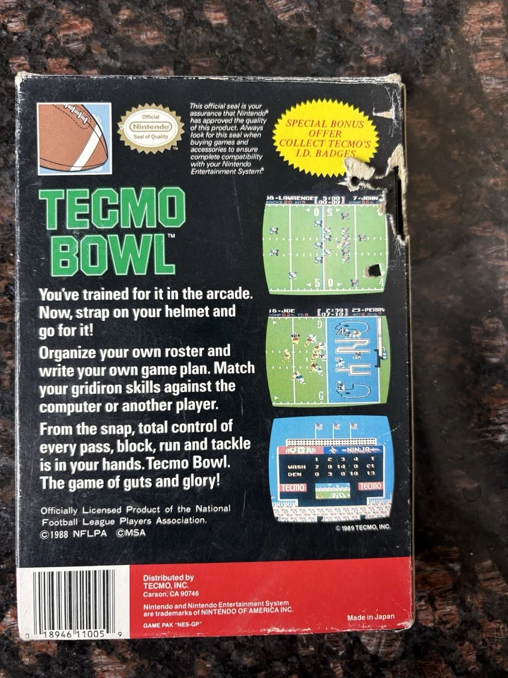 Tecmo Bowl (Nintendo Entertainment System, 1989) NES CIB Box and Manual - Image 4 of 4