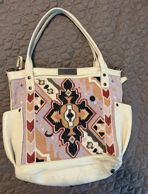 Nena & Co OOAK leather and hand embroidered convertible bag.