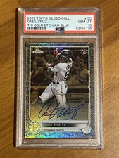 2022 Topps Gilded Oneil Cruz RC Gold Etch AUTO - BLUE REFRACTOR #d 02/50 PSA 10