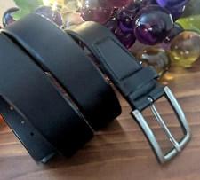 Perry Ellis Portfolio Mens Belt Size 40 Full Grain Cowhide Black Dress Business