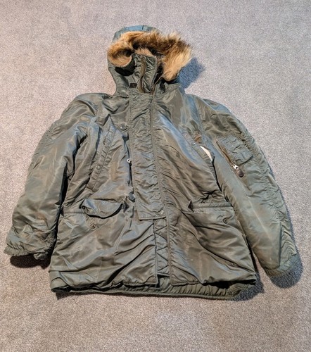 US Air Force Jacket Mens Large N-3B Snorkel Parka 60s Military Coyote Fur Hood - Picture 1 of 14