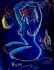 BLUE  NUDE Abstract Modern Original Oil Painting  CANVAS BY KAZAV