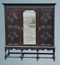 Large Oak Barley Twist Triple Door Wardrobe