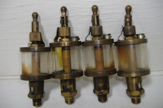Lot of 4 Small Brass Glass Cylinder Drip Oilers for Hit and Miss Engines ?