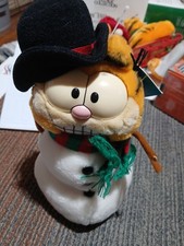 Vtg 1981 Dakin GARFIELD Snowman 10" Plush Garfield w/ Christmas Scarf Red NWT