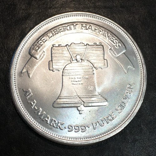 1oz Silver Bullion FROSTY A-MARK BELL & EAGLE style WE COMBINE SHIP #R849