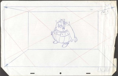 ASTERIX AND OBELIX ORIGINAL ANIMATION ART PAGE PRODUCTION DRAWING UDERZO COMIC